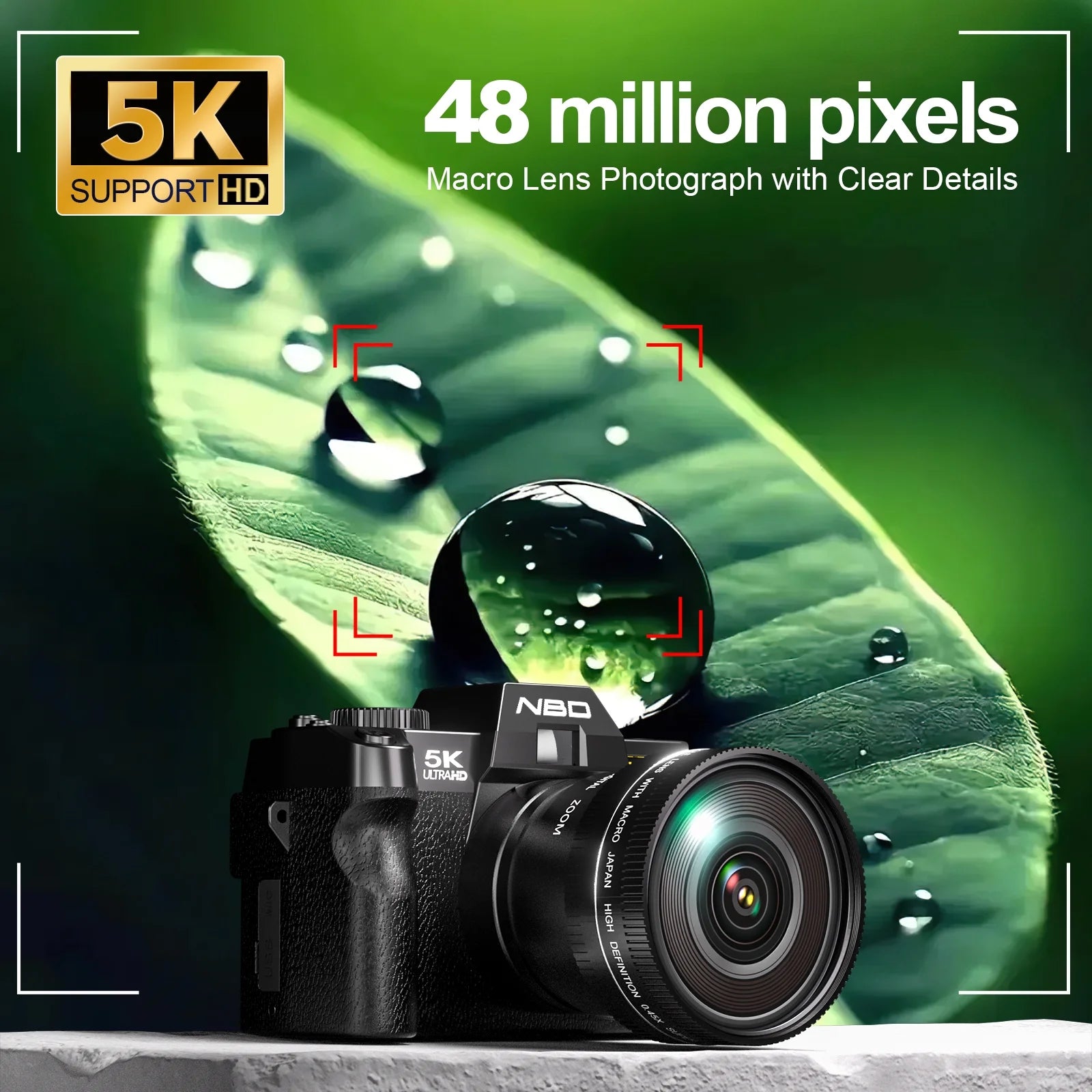 S110 5K Digital Camera for Photography, 48MP Autofocus Vlogging Camera with 32GB TF Card, Black