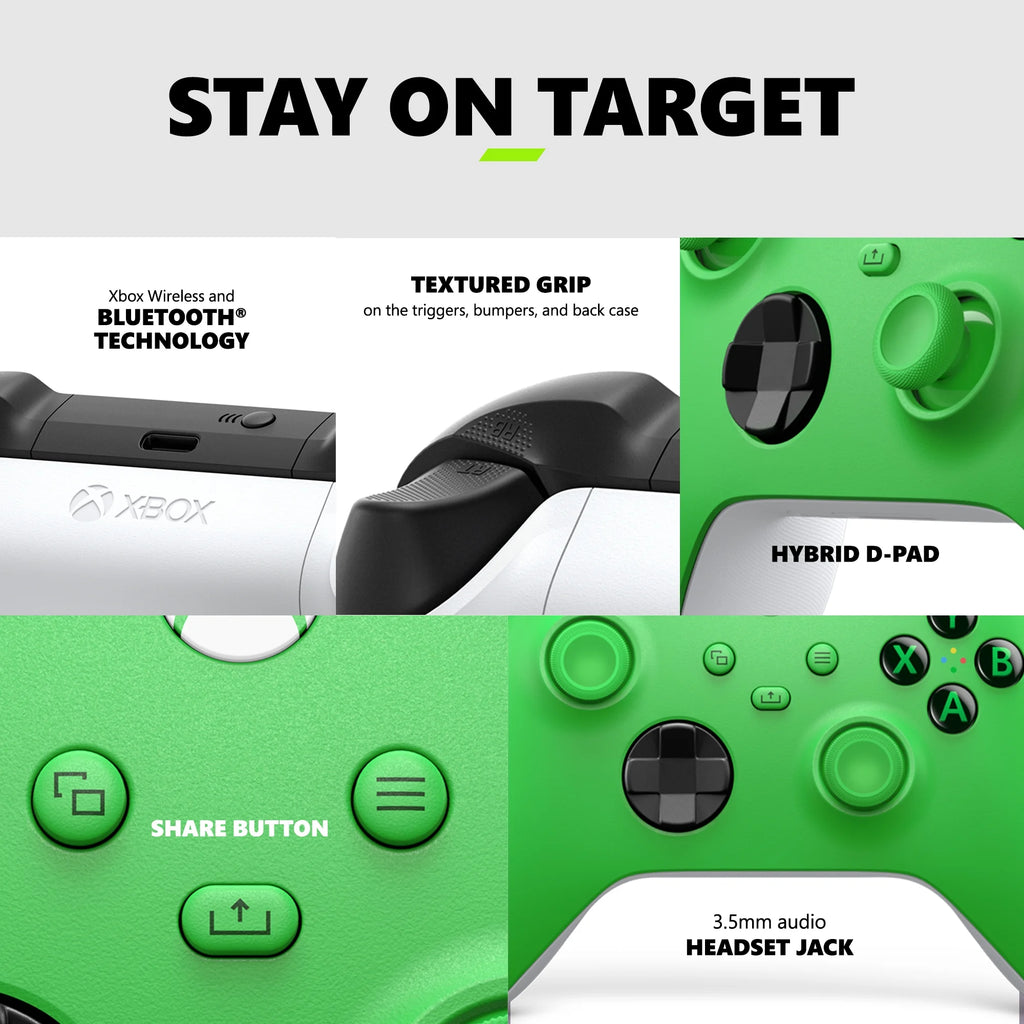 Microsoft  Wireless Controller - Velocity Green – for  Series X|S,  One, Pcs, and Cloud-Enabled Devices