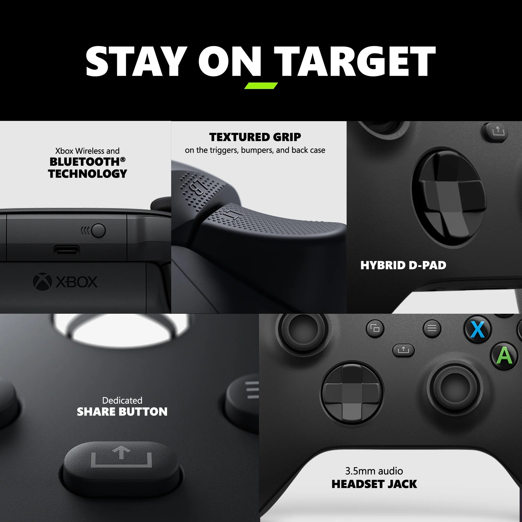 Microsoft  Wireless Controller - Carbon Black – for  Series X|S,  One, Pcs, and Cloud-Enabled Devices