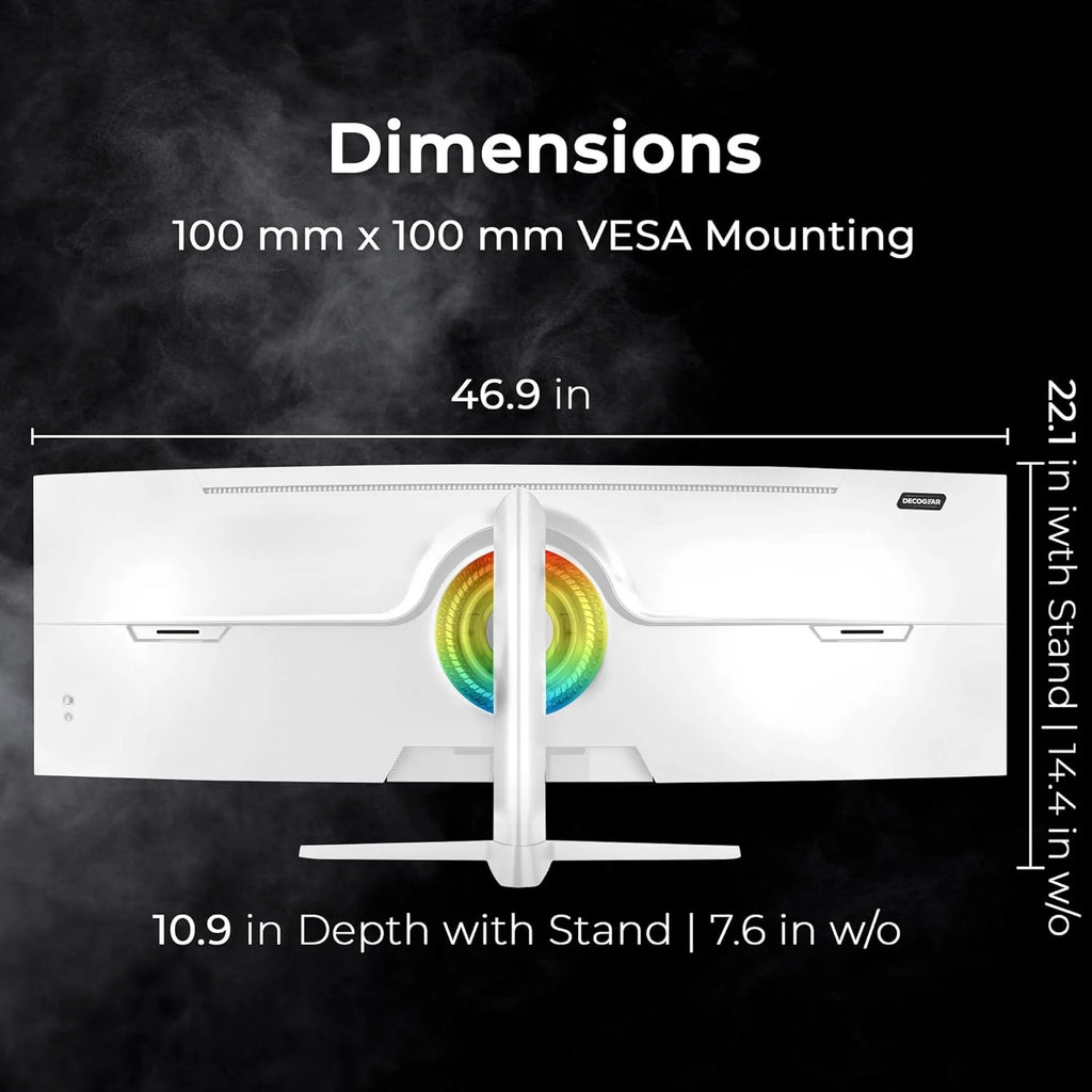 49" White Curved 5K DQHD Ultrawide Gaming Monitor