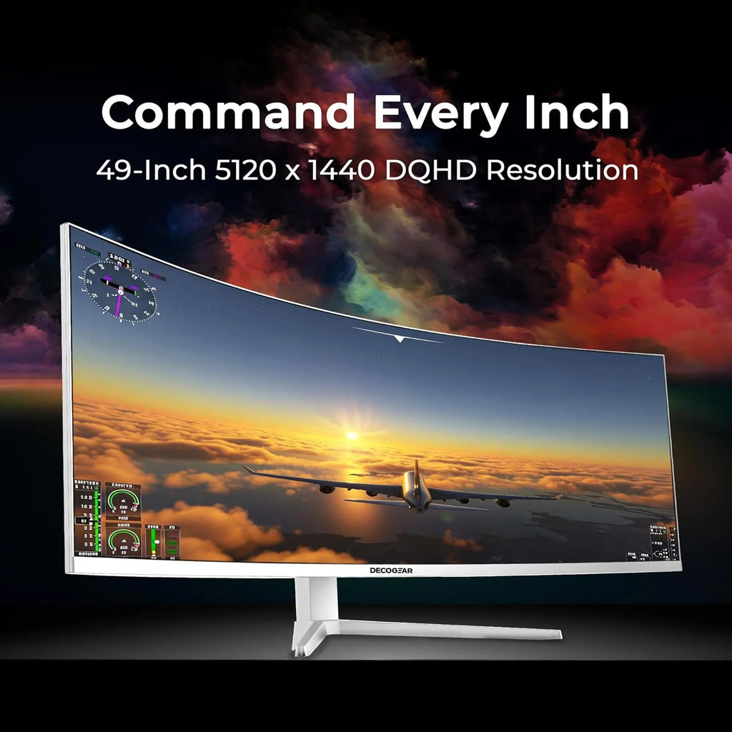 49" White Curved 5K DQHD Ultrawide Gaming Monitor