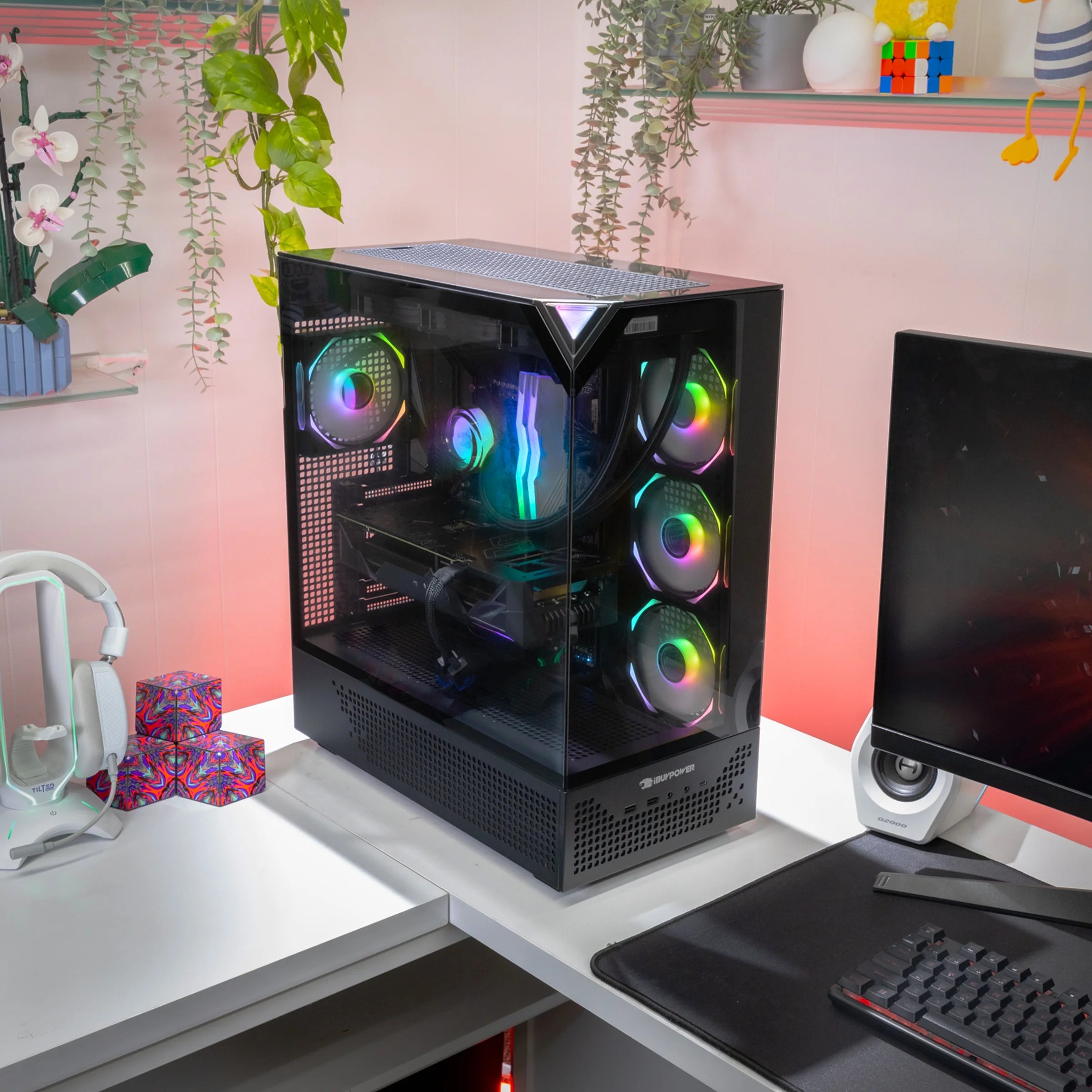 Element Pro Black Gaming PC Desktop Computer Intel I9 14900KF, NVIDIA Geforce RTX 5070 12GB, 32GB RAM, 2TB SSD, Windows 11 EPBI9N5701