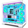 ATX Mid-Tower Gaming PC Case with 270° Panoramic Glass, 6 PWM ARGB Fans, Type-C Port in White