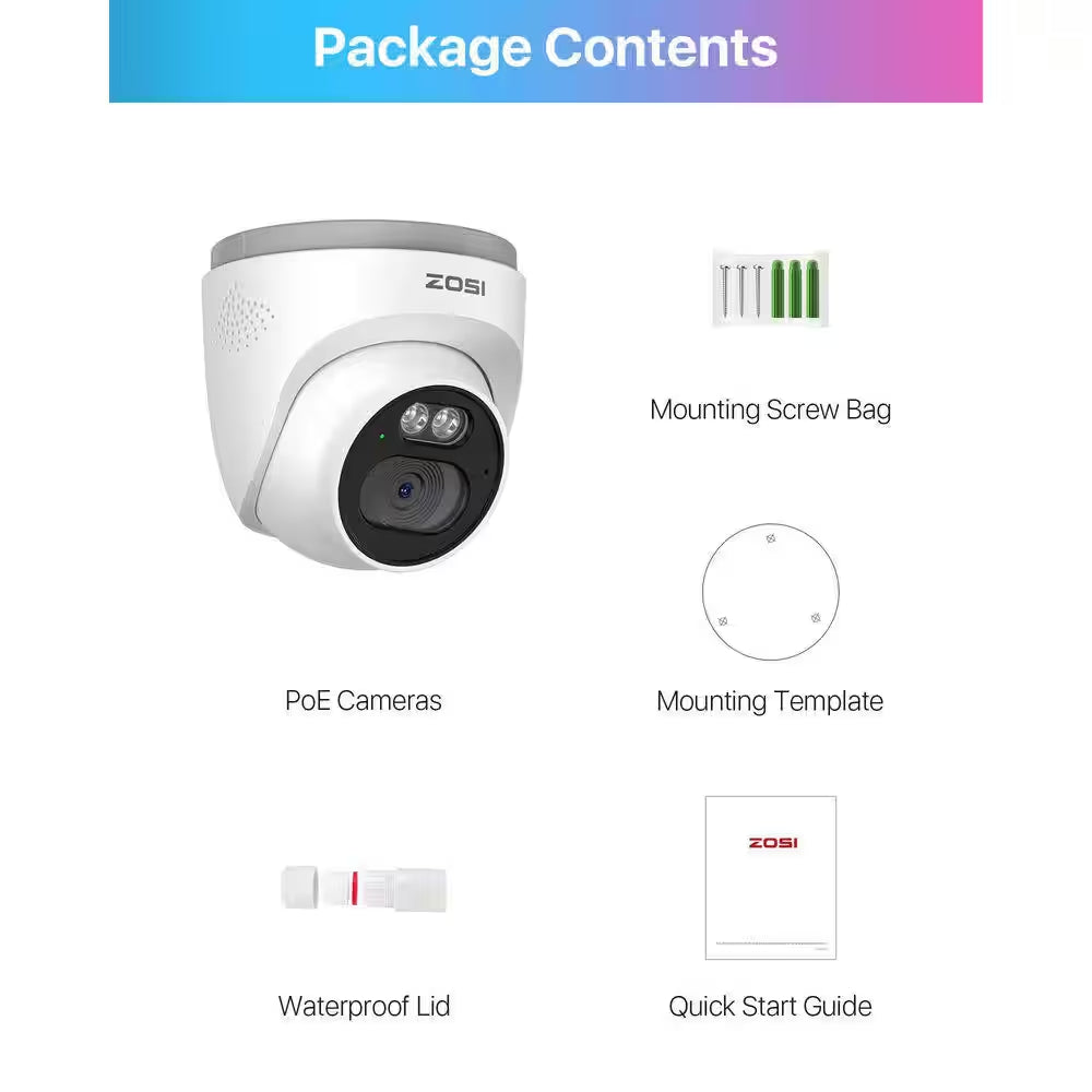 2. 5K 4MP Hardwired POE Add-On Outdoor IP Smart Home Security Camera, Only Work with ZR08HQ ZR08HN ZR16HB ZR16HK