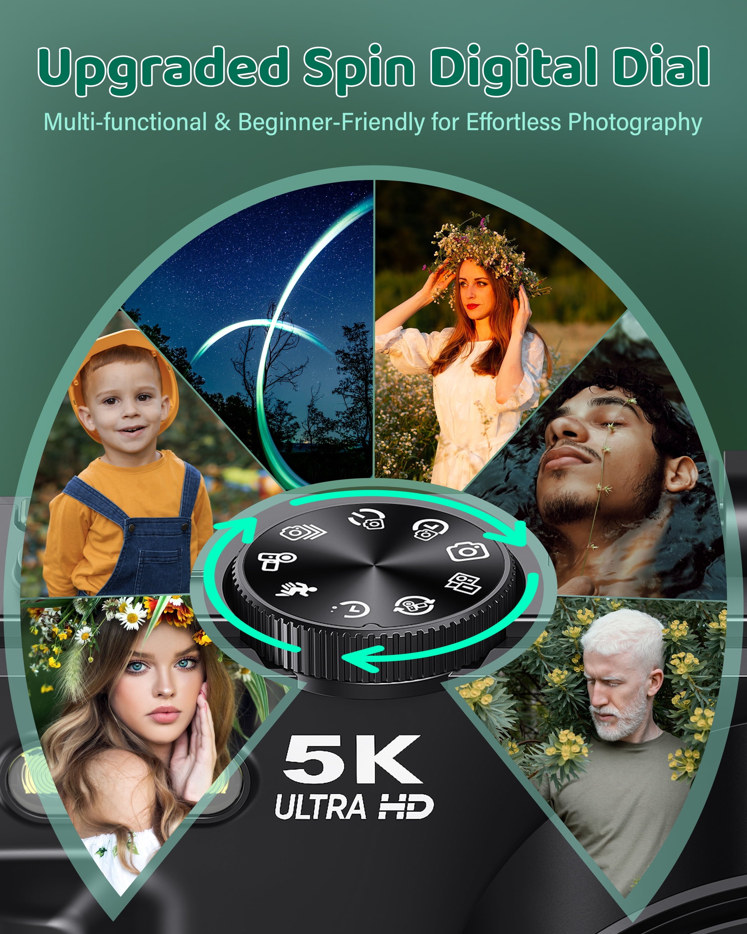 Digital Camera 5K 75MP Wifi Vlogging Camera for Photography, 18X Zoom, Autofocus, Flip Screen with 32GB Card