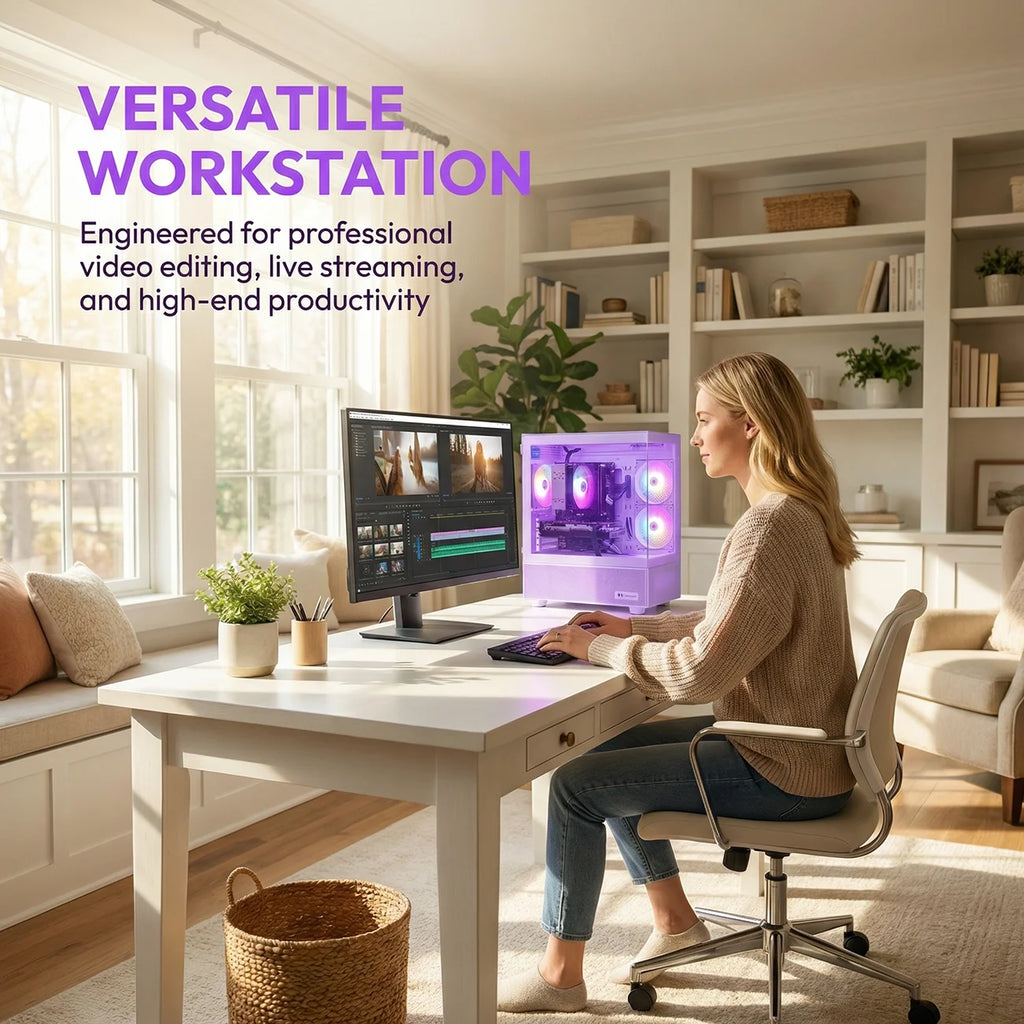 Gaming PC Desktop Computer, Intel Core I7 up to 4.0Ghz, GTX 1660 Super 6GB, 16GB RAM, 512GB M.2 SSD, BX3 550W 80PLUS Bronze PSU, Wifi 5, RGB Fan X5, Windows 11 Home, White PC