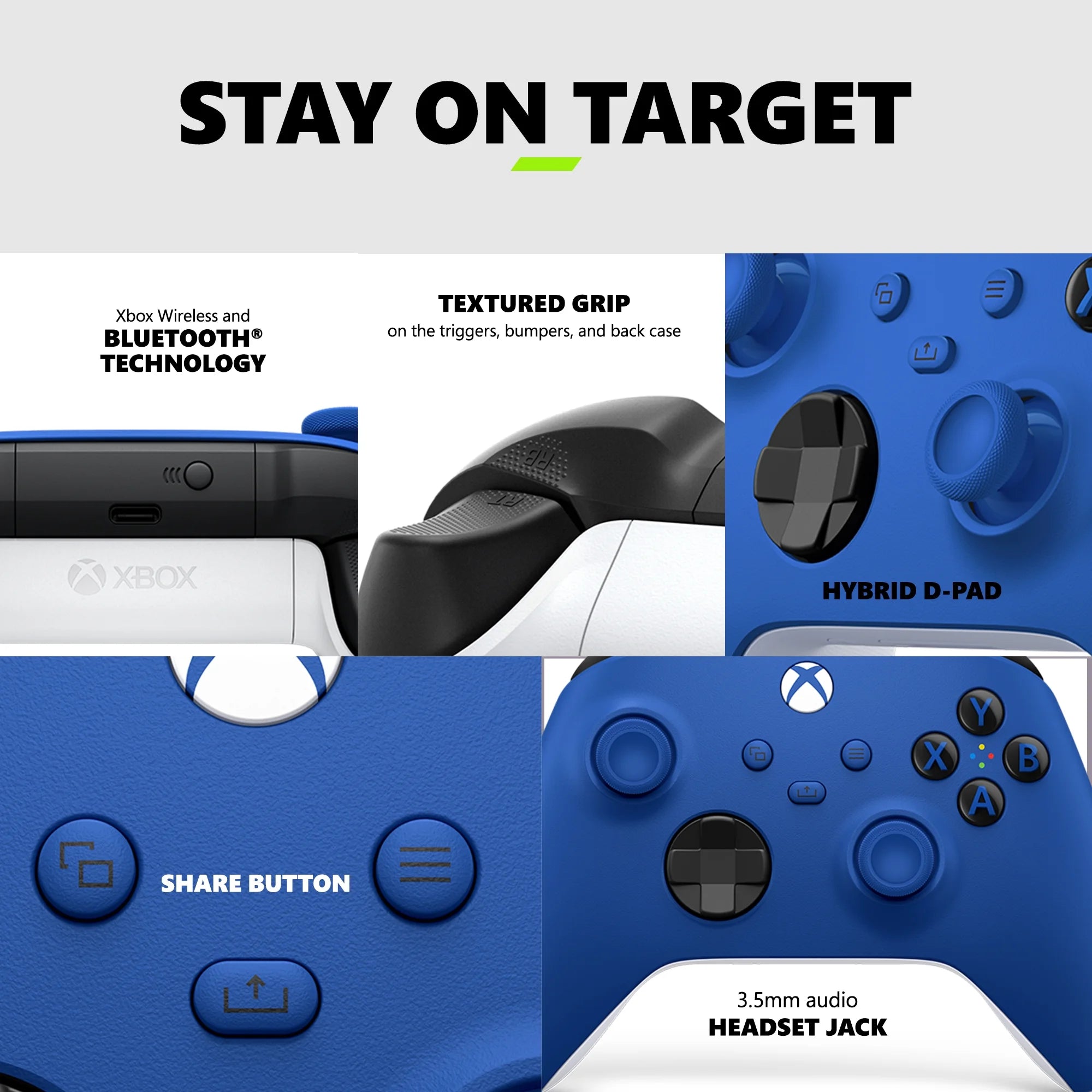 Microsoft  Wireless Controller - Shock Blue – for  Series X|S,  One, Pcs, and Cloud-Enabled Devices